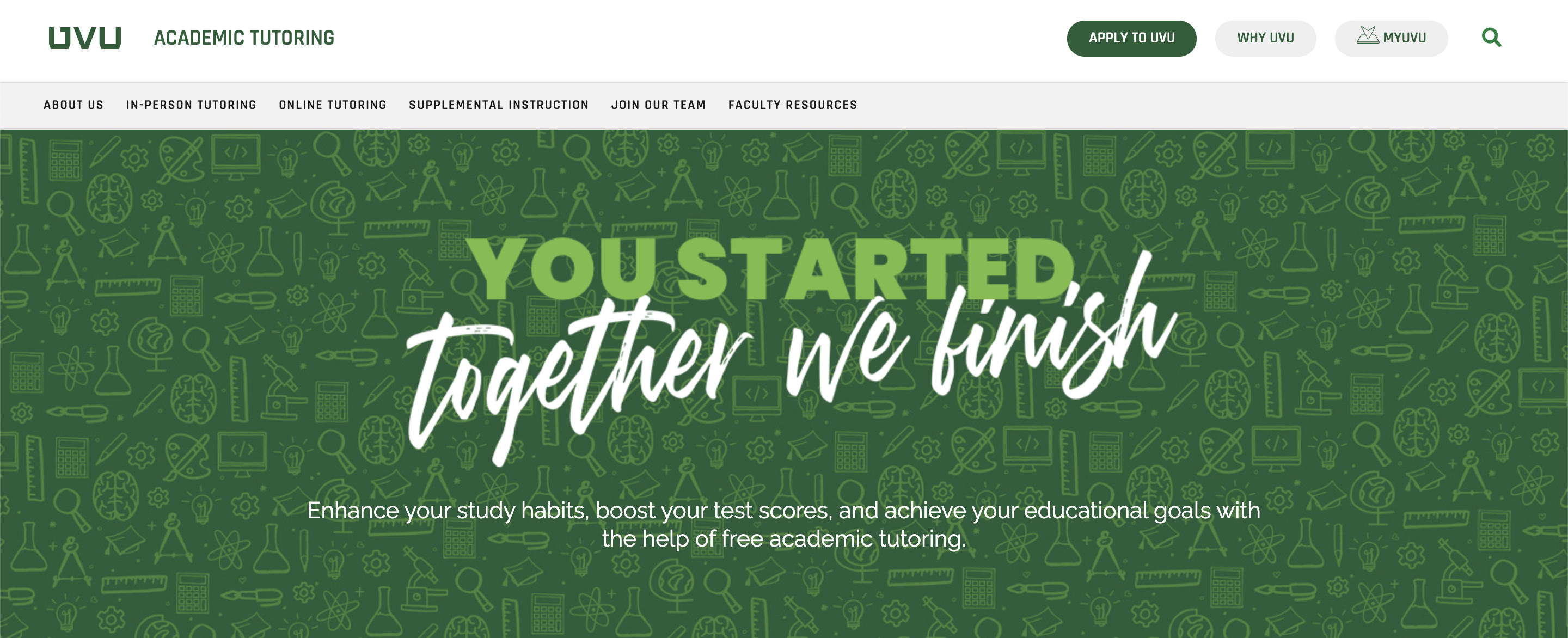 image of the Academic Tutoring home page